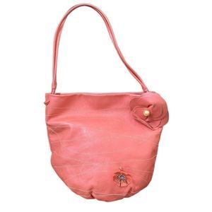 Furla pink leather 3D  flower decor shoulders bag